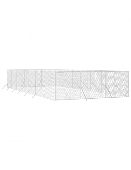 Cuccia per Cani da Esterno Argento 6x14x2 m in Acciaio Zincato
