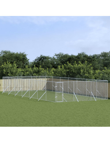 Cuccia per Cani da Esterno Argento 6x14x2 m in Acciaio Zincato