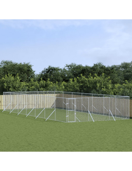 Cuccia per Cani da Esterno Argento 6x14x2 m in Acciaio Zincato