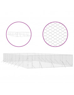 Cuccia per Cani da Esterno Argento 8x16x2 m in Acciaio Zincato