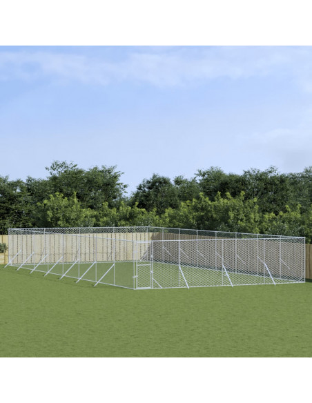 Cuccia per Cani da Esterno Argento 8x16x2 m in Acciaio Zincato