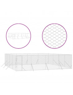 Cuccia per Cani da Esterno Argento 8x8x2 m in Acciaio Zincato