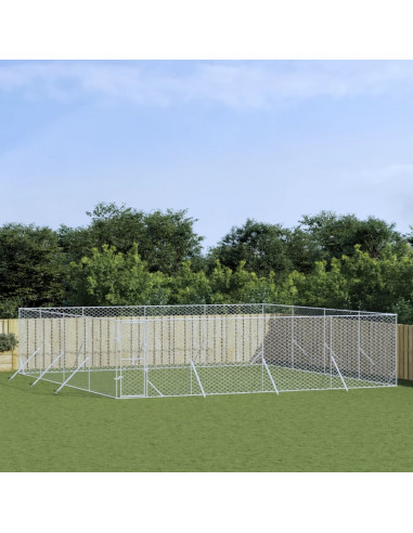 Cuccia per Cani da Esterno Argento 8x8x2 m in Acciaio Zincato