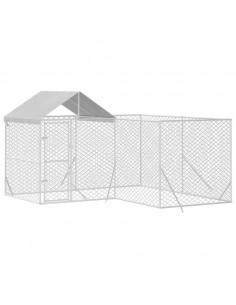 Cuccia Cani da Esterno Tetto Argento 4x4x2,5 m Acciaio Zincato 2