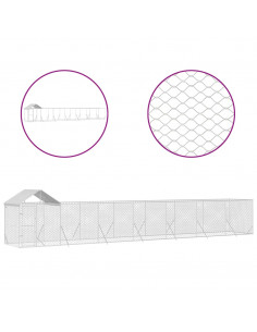Cuccia Cani da Esterno Tetto Argento 14x2x2,5 m Acciaio Zincato