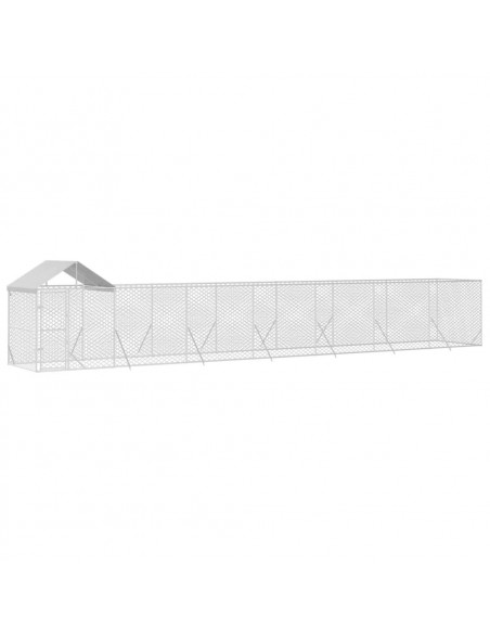 Cuccia Cani da Esterno Tetto Argento 14x2x2,5 m Acciaio Zincato
