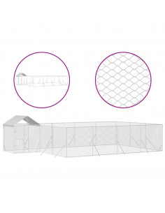 Cuccia Cani da Esterno Tetto Argento 10x6x2,5 m Acciaio Zincato