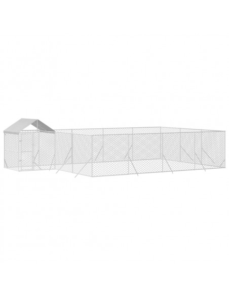 Cuccia Cani da Esterno Tetto Argento 10x6x2,5 m Acciaio Zincato