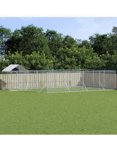 Cuccia Cani da Esterno Tetto Argento 10x6x2,5 m Acciaio Zincato