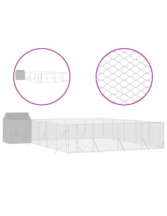 Cuccia Cani da Esterno Tetto Argento 10x10x2,5m Acciaio Zincato