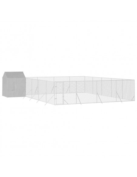 Cuccia Cani da Esterno Tetto Argento 10x10x2,5m Acciaio Zincato