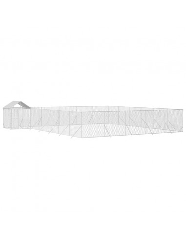 Cuccia Cani da Esterno Tetto Argento 12x12x2,5m Acciaio Zincato