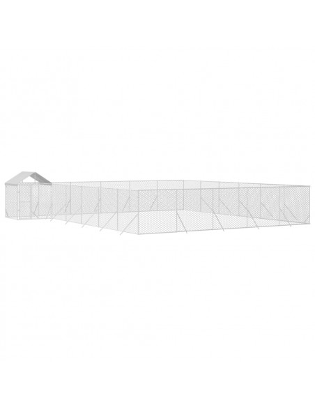 Cuccia Cani da Esterno Tetto Argento 12x12x2,5m Acciaio Zincato