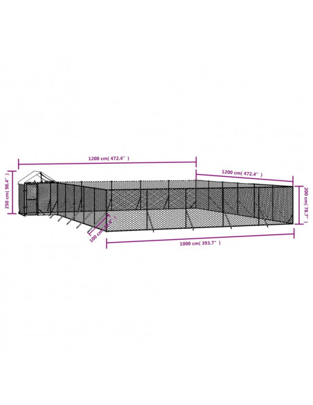 Cuccia Cani da Esterno Tetto Argento 12x12x2,5m Acciaio Zincato