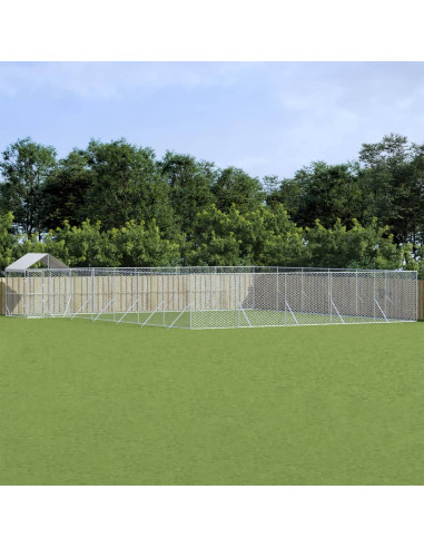 Cuccia Cani da Esterno Tetto Argento 12x12x2,5m Acciaio Zincato