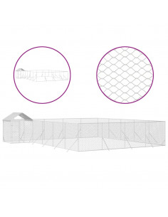 Cuccia Cani da Esterno Tetto Argento 10x8x2,5 m Acciaio Zincato