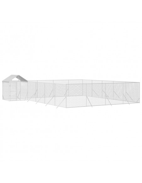 Cuccia Cani da Esterno Tetto Argento 10x8x2,5 m Acciaio Zincato