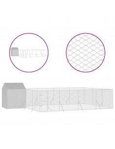 Cuccia Cani da Esterno Tetto Argento 10x6x2,5 m Acciaio Zincato