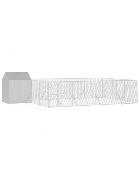 Cuccia Cani da Esterno Tetto Argento 10x6x2,5 m Acciaio Zincato