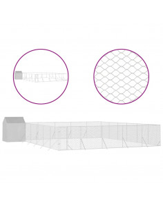 Cuccia Cani da Esterno Tetto Argento 12x12x2,5m Acciaio Zincato