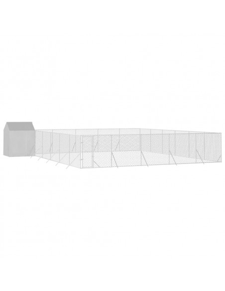 Cuccia Cani da Esterno Tetto Argento 12x12x2,5m Acciaio Zincato