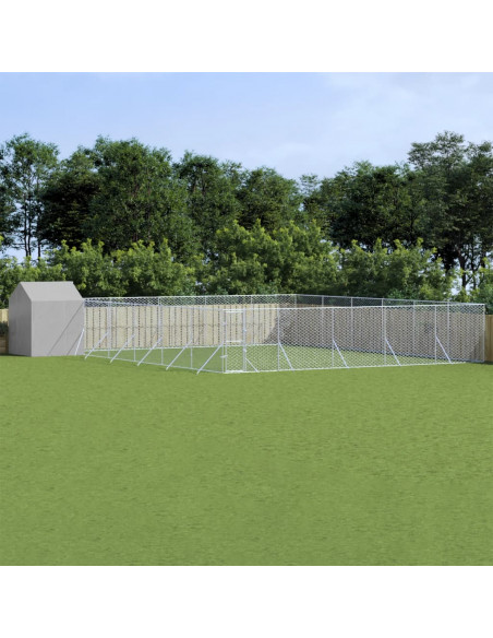 Cuccia Cani da Esterno Tetto Argento 12x12x2,5m Acciaio Zincato