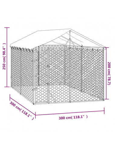 Cuccia Cani da Esterno Tetto Argento 3x3x2,5 m Acciaio Zincato