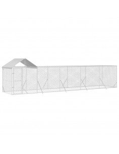 Cuccia Cani da Esterno Tetto Argento 10x2x2,5 m Acciaio Zincato 2