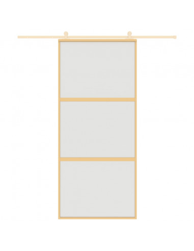 Porta Scorrevole Dorata 90x205 Vetro Smerigliato ESG Alluminio