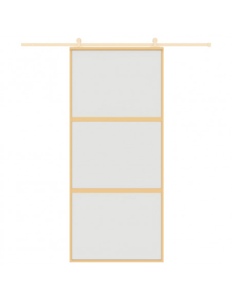 Porta Scorrevole Dorata 90x205 Vetro Smerigliato ESG Alluminio