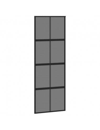 Porta Scorrevole Nera 76x205 cm in Vetro Temperato e Alluminio