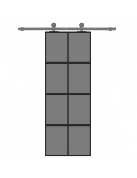 Porta Scorrevole Nera 76x205 cm in Vetro Temperato e Alluminio