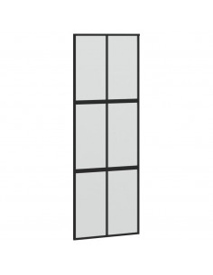 Porta Scorrevole Nera 90x205 cm in Vetro Temperato e Alluminio