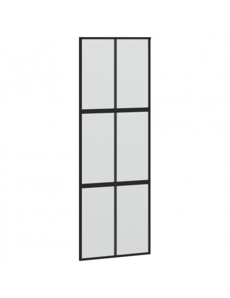 Porta Scorrevole Nera 90x205 cm in Vetro Temperato e Alluminio