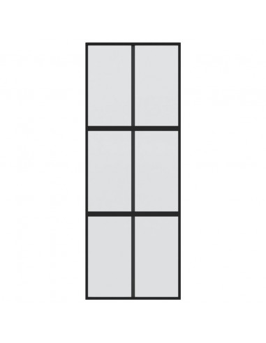 Porta Scorrevole Nera 90x205 cm in Vetro Temperato e Alluminio