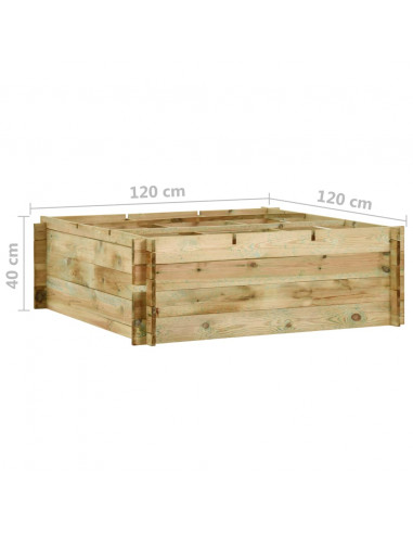 Fioriera Giardino Letto Vegetale in Legno di Pino 120x120x40cm