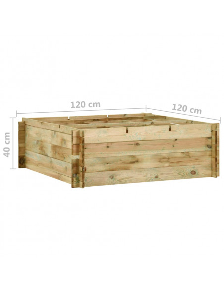 Fioriera Giardino Letto Vegetale in Legno di Pino 120x120x40cm