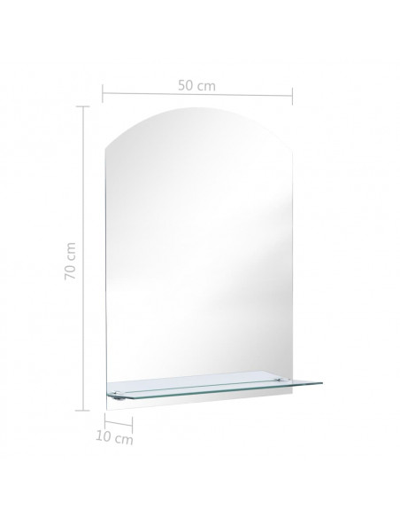 Specchio da Parete con Mensola 50x70 cm in Vetro Temperato