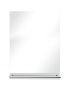 Specchio da Parete con Mensola 30x50 cm in Vetro Temperato 2