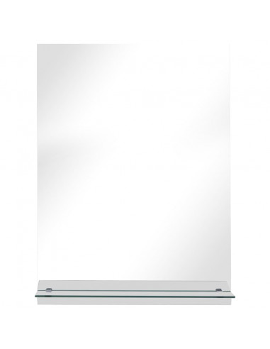 Specchio da Parete con Mensola 30x50 cm in Vetro Temperato