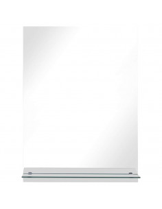 Specchio da Parete con Mensola 50x70 cm in Vetro Temperato 2