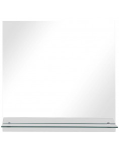 Specchio da Parete con Mensola 60x60 cm in Vetro Temperato 2