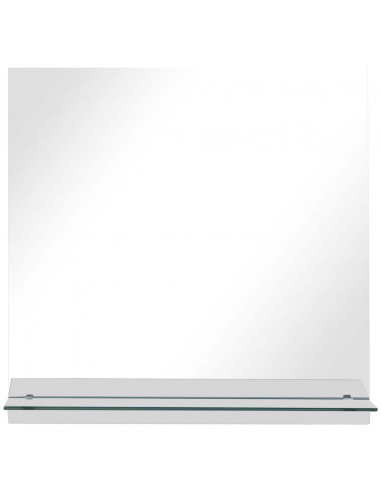 Specchio da Parete con Mensola 60x60 cm in Vetro Temperato