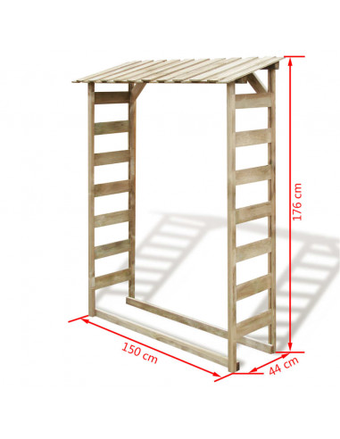 Deposito per Legname Capanno 150x44x176 cm Pino Impregnato