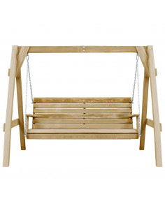 Panca a Dondolo da Giardino in Pino Impregnato 205x150x157 cm 2