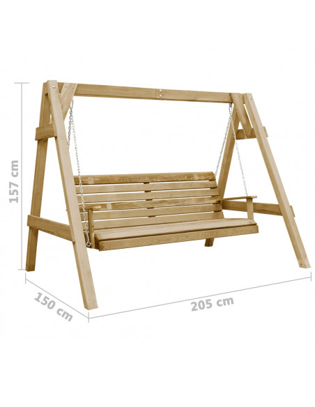 Panca a Dondolo da Giardino in Pino Impregnato 205x150x157 cm