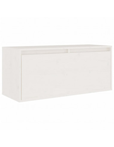 Mobili TV 8 pz Bianchi in Legno Massello di Pino