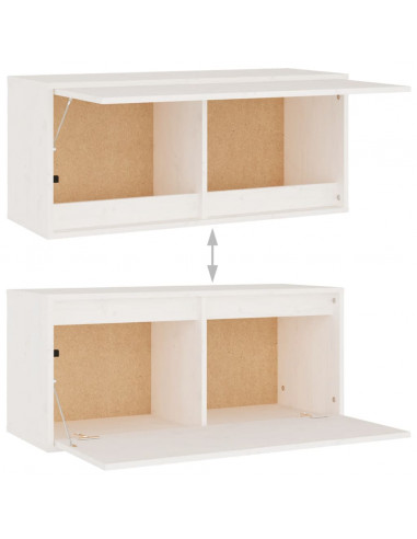 Mobili TV 8 pz Bianchi in Legno Massello di Pino