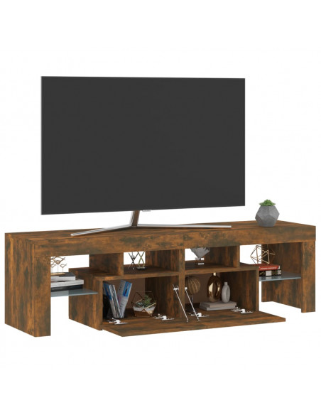 Mobile Porta TV con Luci LED Rovere Fumo 60x38,5x48 cm