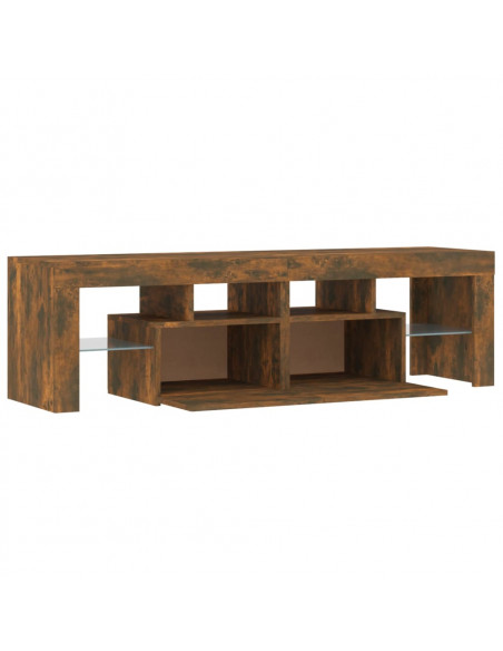 Mobile Porta TV con Luci LED Rovere Fumo 60x38,5x48 cm